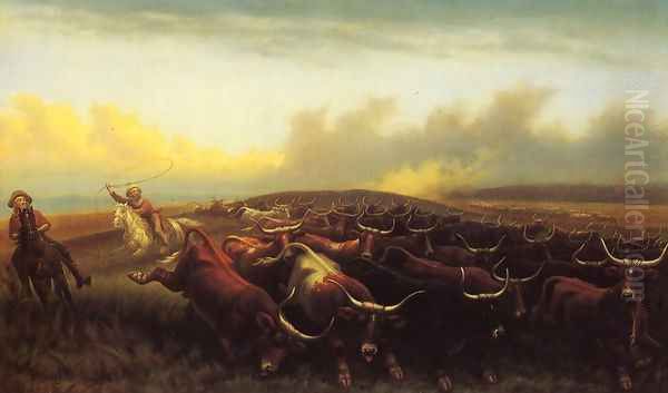 Cattle Drive No. 1 Oil Painting by James Walker