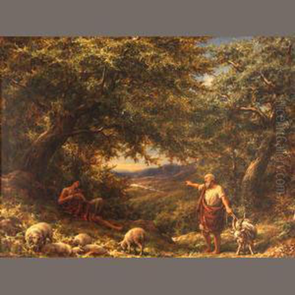 Shepherds At Rest Oil Painting by William Linnell