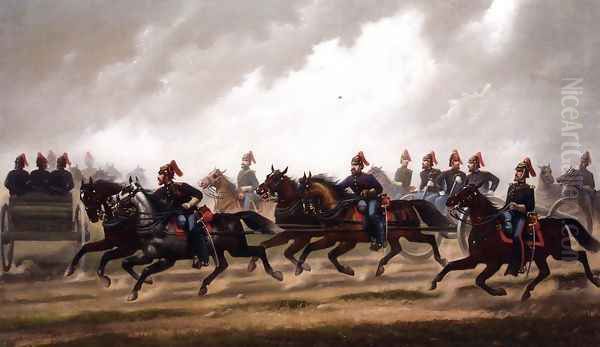 General Winfield Scott;s Artillery Troops Oil Painting by James Walker