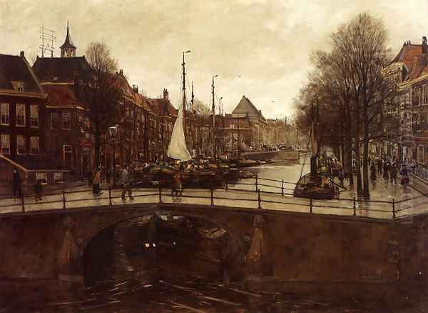 A View Of Het Zieken, The Hague Oil Painting by Cornelis Antoni Van Waning