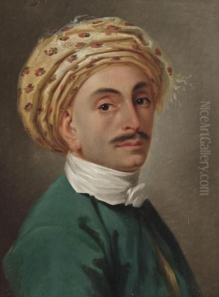 Portrait Of A Gentleman In A Turkish Headdress Oil Painting by Etienne Liotard