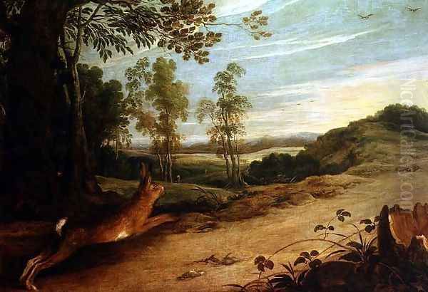 The Tortoise and the Hare, from Aesops Fables Oil Painting by Jan Wildens