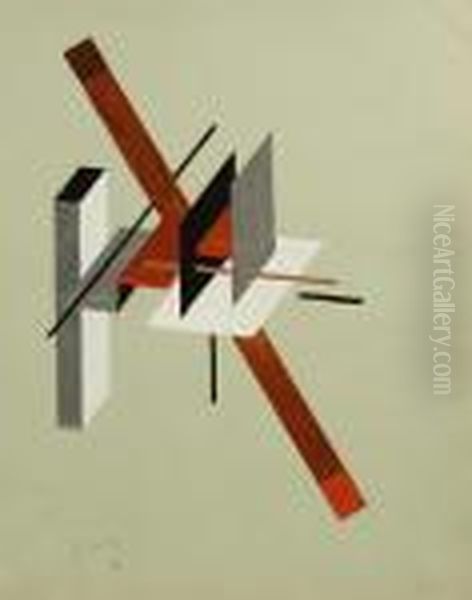 Proun Oil Painting by Eliezer Markowich Lissitzky