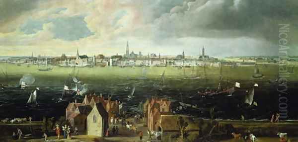 View of Antwerp from the River Schelde Oil Painting by Jan Wildens