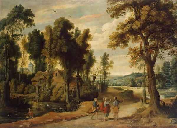 Landscape with Christ and his Disciples on the Road to Emmaus Oil Painting by Jan Wildens