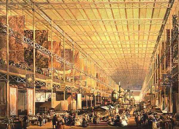 Interior of the Great Exhibition of All Nations, 1851 Oil Painting by Edmund Walker