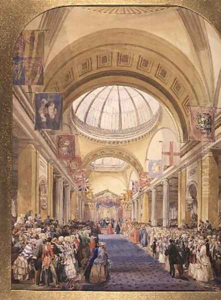 Visit of Queen Victoria to the Royal Exchange, Manchester in 1851 Oil Painting by Edmund Walker