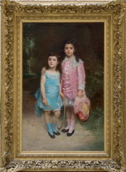 Les Enfants Oil Painting by Timoleon Marie Lobrichon