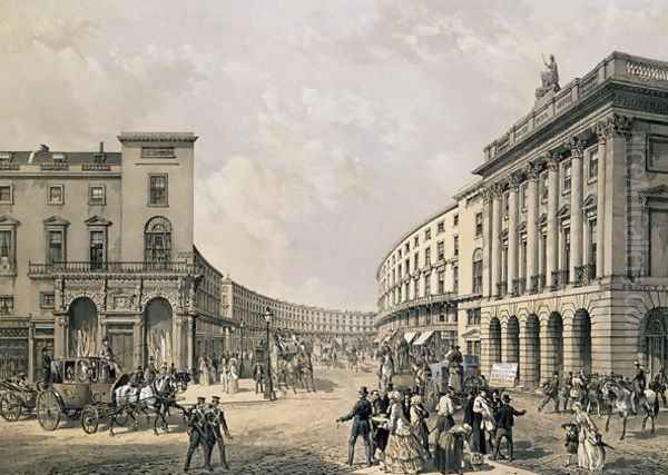 The Quadrant, Regent Street, pub. 1852 Oil Painting by Edmund Walker