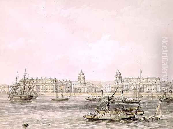 Greenwich Hospital, engraved by Thomas Picken (fl.1838-d.1870), pub. 1852 by Lloyd Bros. & Co. Oil Painting by Edmund Walker