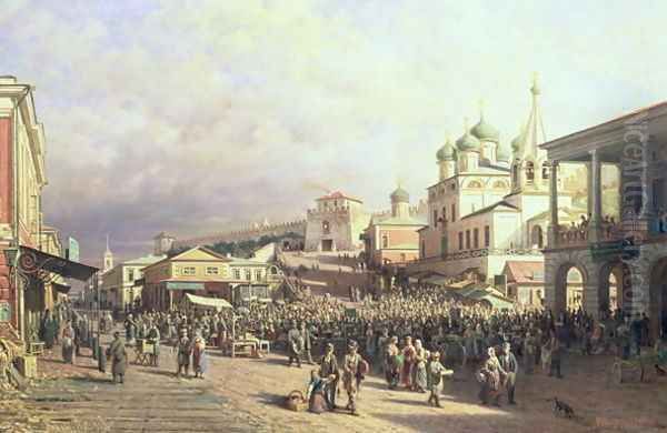 Market in Nishny, Novgorod, 1872 Oil Painting by Piotr Petrovitch Weretshchagin