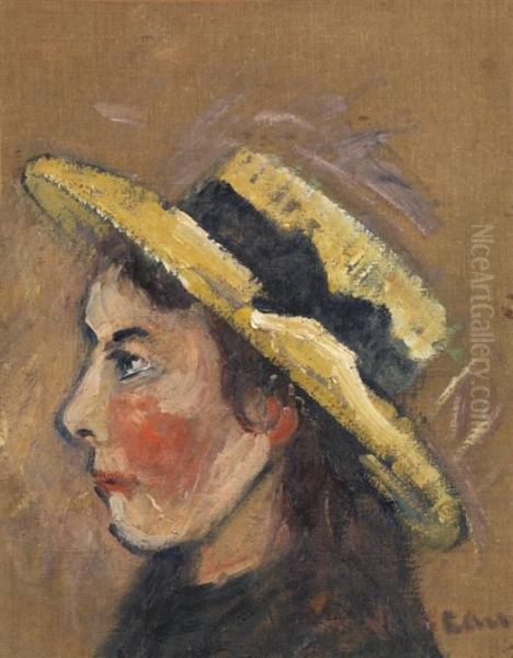 Portrait D'yvonne Loiseau Oil Painting by Gustave Loiseau