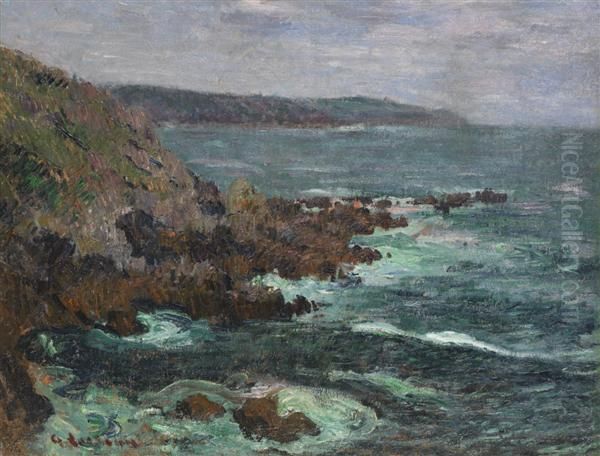 Rochers Dominant La Mer En Bretagne Oil Painting by Gustave Loiseau