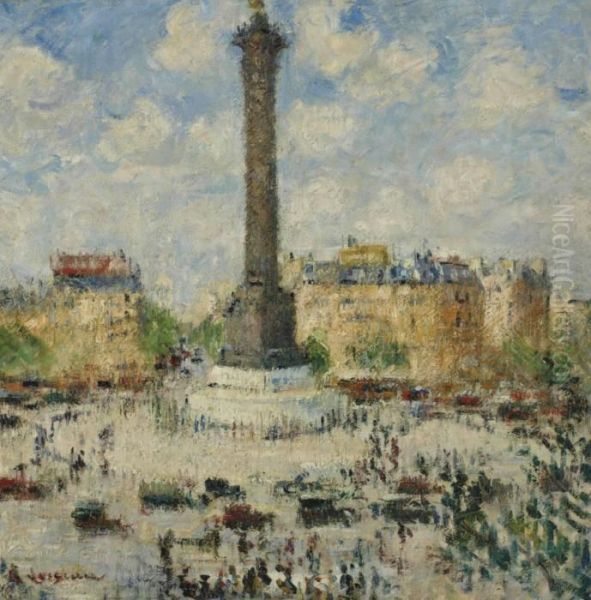 La Place De La Bastille Oil Painting by Gustave Loiseau