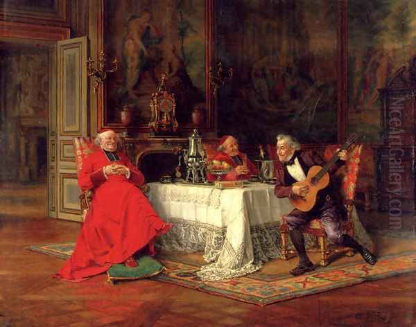 The Musical Interlude Oil Painting by Alfred Charles Weber