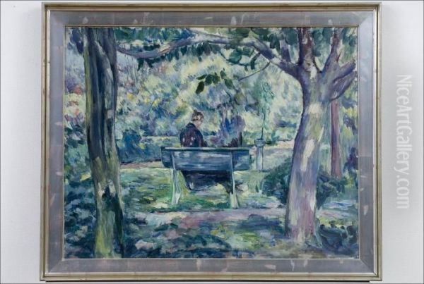 Puistossa - I Parken. Oil Painting by William Lonnberg