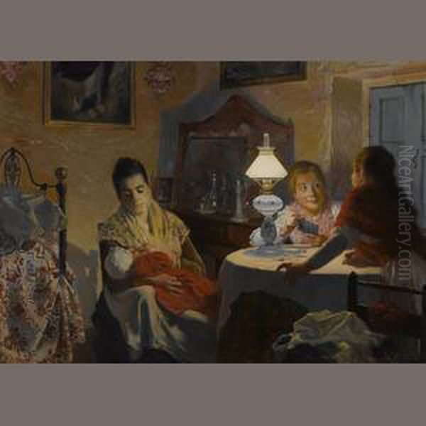 En Familia Oil Painting by Ricardo Lopez Cabrera