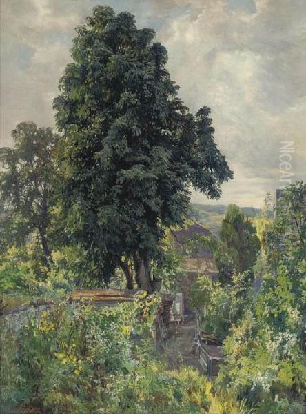 The Back Garden Oil Painting by Carl Lorenz