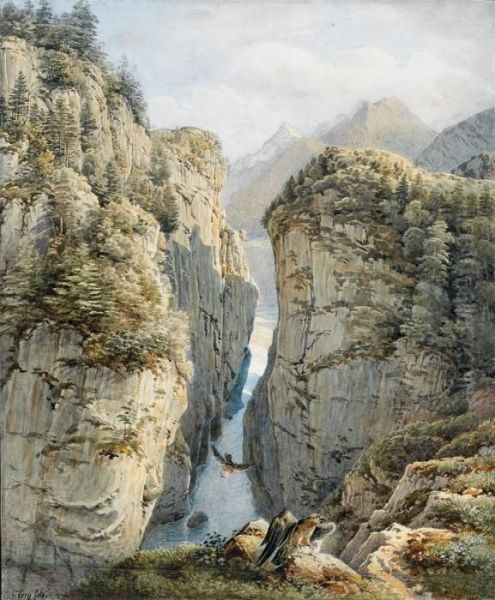 Eingang Zur Aareschlucht Bei Innertkirchen Oil Painting by Gabriel I Lory