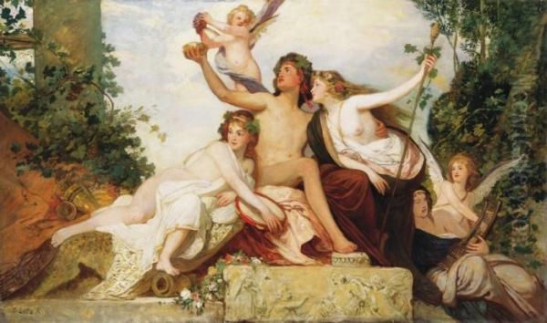 Bacchus And Ariadne Oil Painting by Karoly Lotz