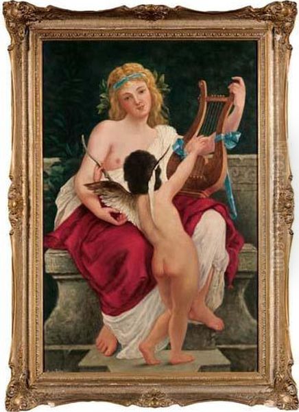 La Musica E Cupido (saffo?) Oil Painting by Karoly Lotz