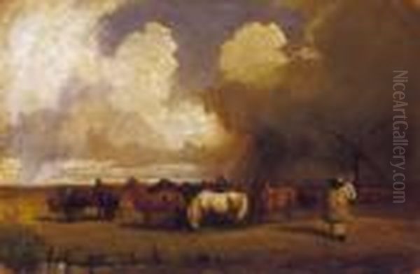 Storm, About 1862 Oil Painting by Karoly Lotz