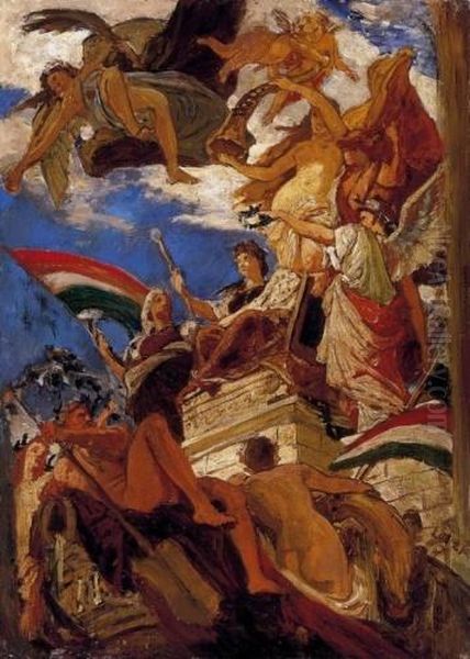 The Apotheosos Of Budapest Oil Painting by Karoly Lotz