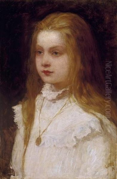 The Artist's Daugter, Ilona Lotz Oil Painting by Karoly Lotz