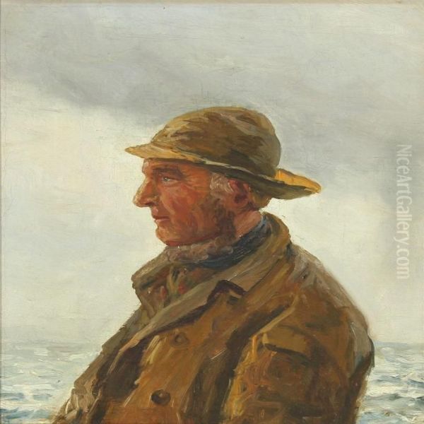 Portrait Of A Fisherman Oil Painting by Holger Peter Svane Lubbers