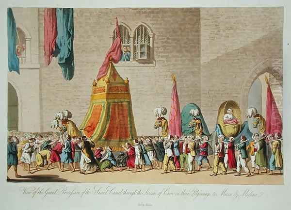 A View of the Grand Procession of the Sacred Camel through the Streets of Cairo on their Pilgrimage to Mecca and Medina, pub. 1822 Oil Painting by Cooper Willyams