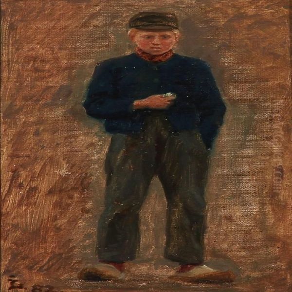 A Peasant Lad Oil Painting by John L. Lubschitz