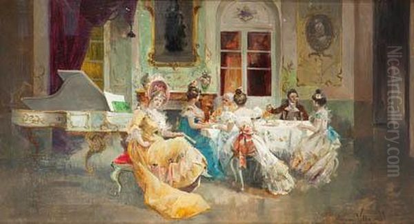 El Brindis Oil Painting by Eugenio Lucas Villamil