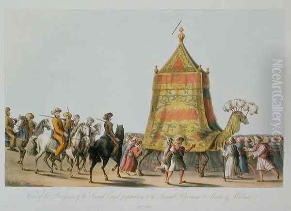 View of the Procession of the Sacred Camel preparatory to the Annual Pilgrimage to Mecca and Medina, pub. 1822 Oil Painting by Cooper Willyams