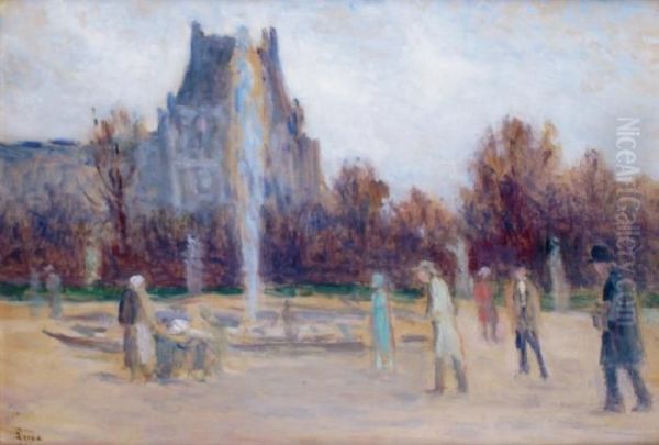 Le Jet D'eau Au Jardin Public, Les Tuileries Oil Painting by Maximilien Luce