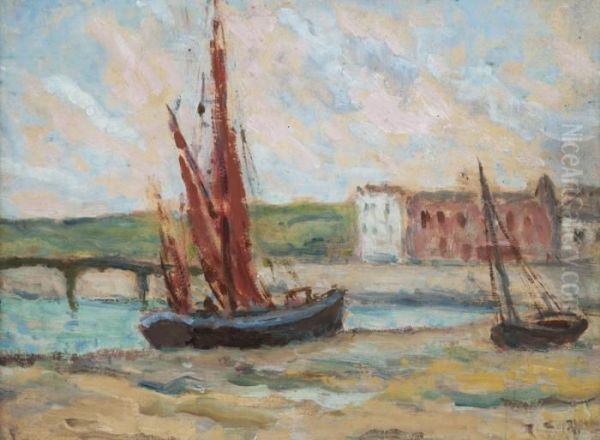 Bateaux Sur La Plage Oil Painting by Maximilien Luce