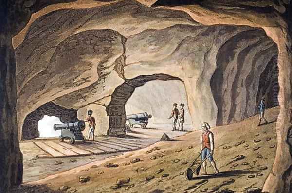 Inside a gallery on the Rock of Gibraltar, engraved by Joseph Constantine Stadler (fl.1780-1812) Oil Painting by Cooper Willyams