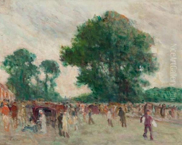 Arrivee A Longchamp Oil Painting by Maximilien Luce