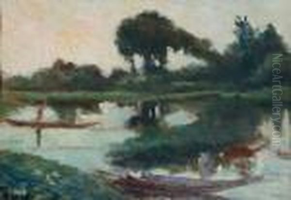 Bord De L'etang Oil Painting by Maximilien Luce