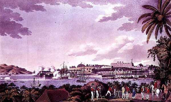 North East View of Fort Louis, Martinique, engraved by Samuel Alken (1750-1815) 1796 Oil Painting by Cooper Willyams