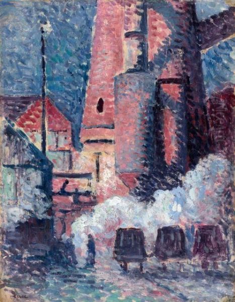 Charleroi, Hauts Fourneaux Oil Painting by Maximilien Luce