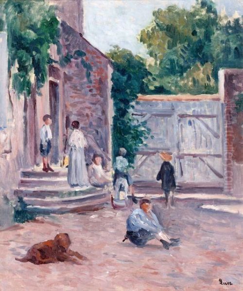 Cour De Ferme A Bessy-sur-cure Oil Painting by Maximilien Luce