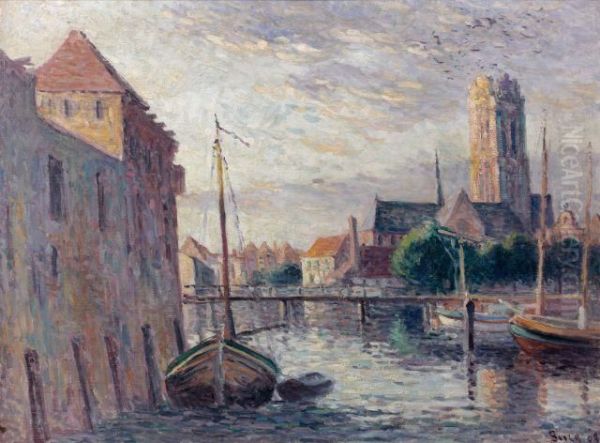 Un Canal En Hollande Oil Painting by Maximilien Luce