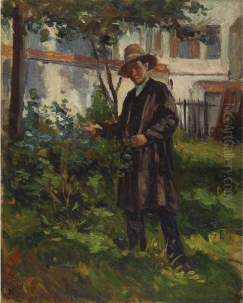 Gentilly, Le Jeune Jardinier Oil Painting by Maximilien Luce