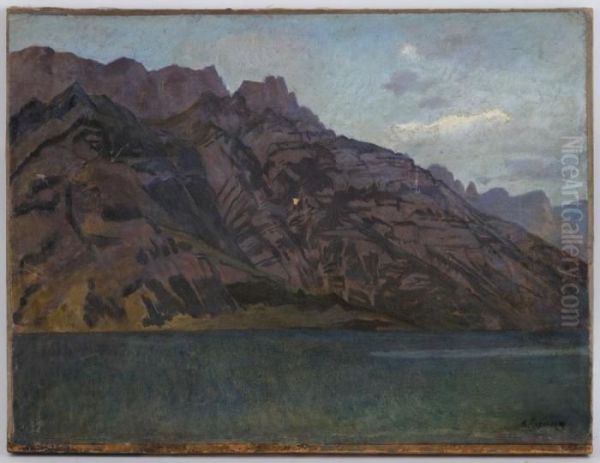 Lac De Montagne Oil Painting by Albert Lugardon