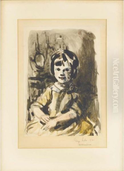 Portrait Of A Seated Young Girl Oil Painting by George Luks