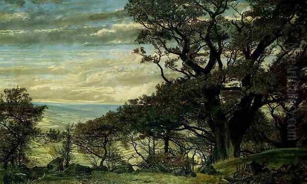 from Wharncliffe Crags Looking Towards The Derbyshire Moors Oil Painting by Archibald James Stuart Wortley