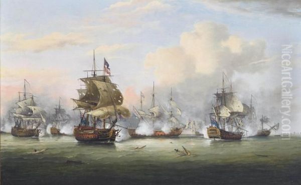 The Battle Of The Dogger Bank Oil Painting by Thomas Luny