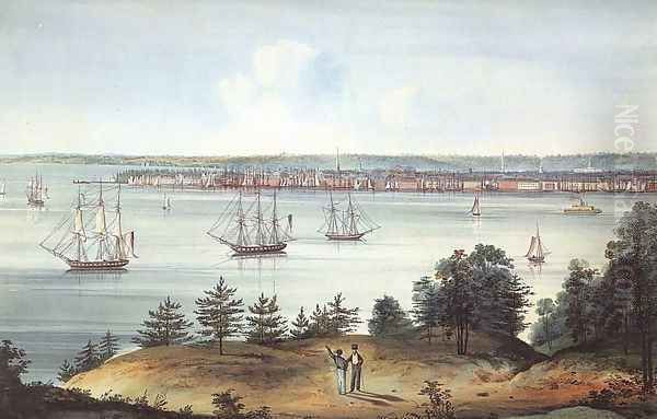 The Bay of New York Taken from Brooklyn Heights 1820-25 Oil Painting by William Guy Wall