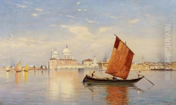 In The Sea Near Venice Oil Painting by Ascan Lutteroth