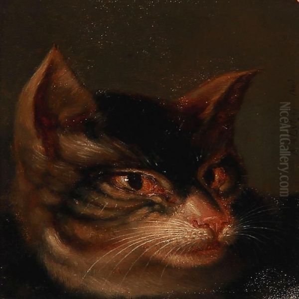 A Cat Oil Painting by N. A. Lutzen